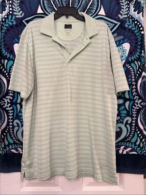 Greg Norman Collection Light Green Striped Polo